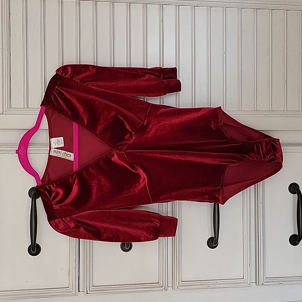 MIMI CHICA RED VELVETY BODYSUIT SIZE XS